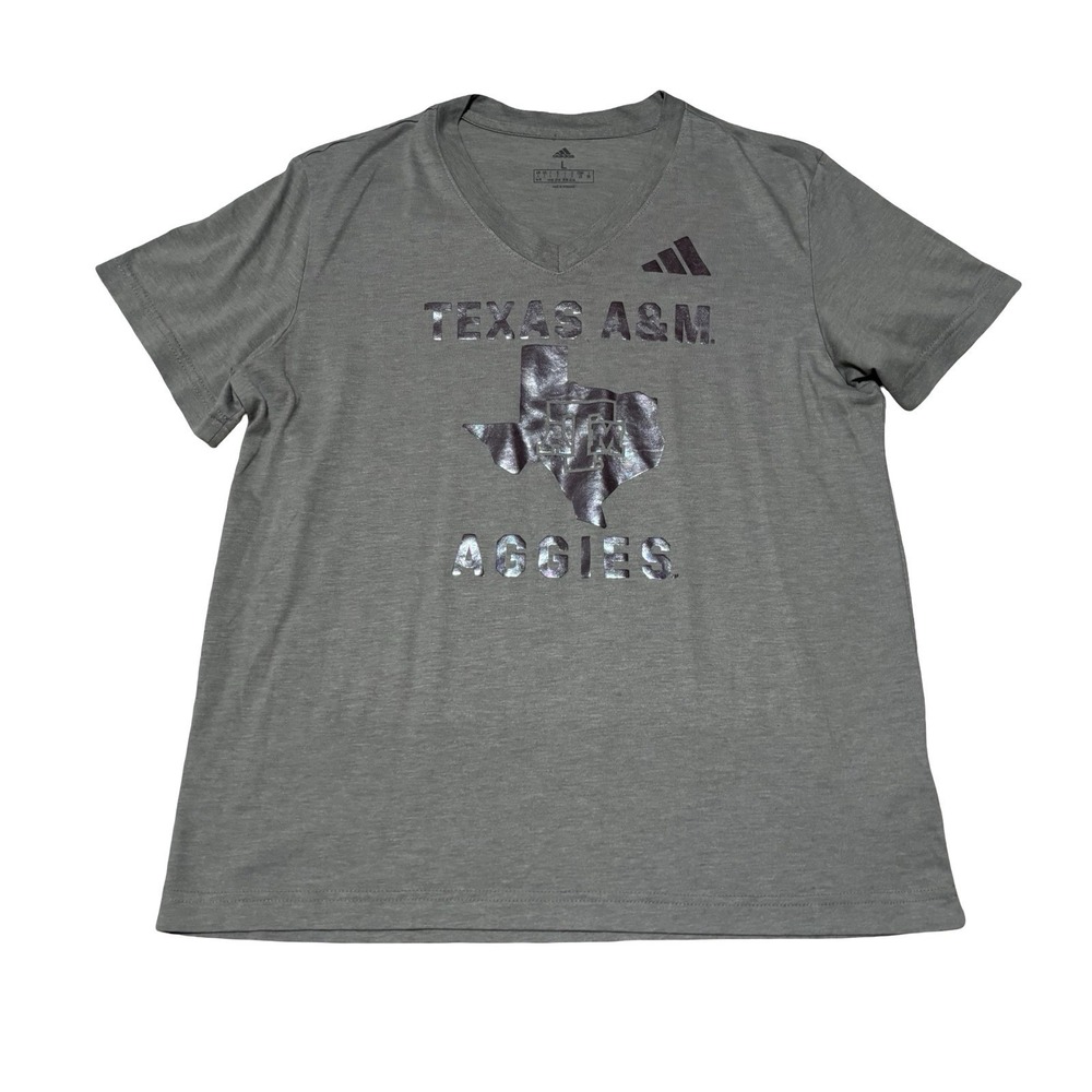 Adidas Women's Texas A&M Aggies T Shirt Gray Size Large 19.5 x 25